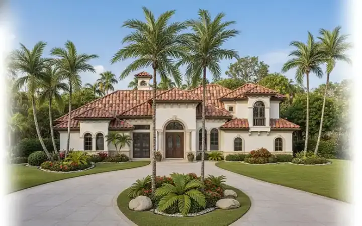 Mediterranean house plans 55-128 - front exterior, 3,908 sq ft, 4 bed, 4 bath house plans | Monster House Plans