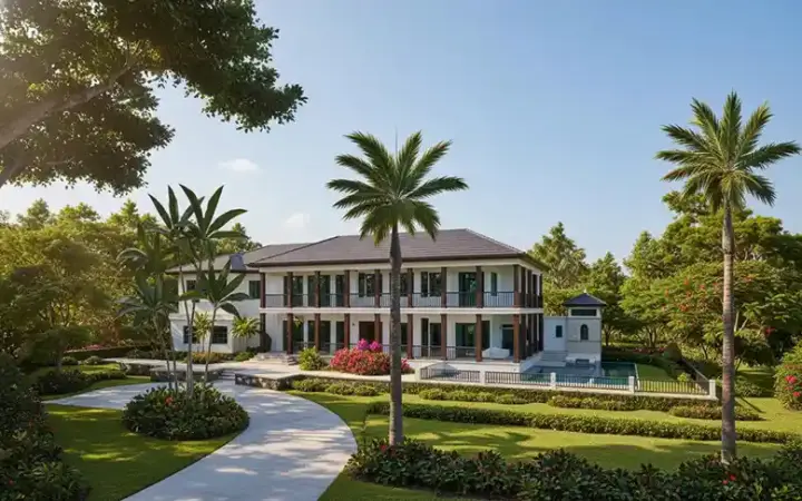 Plantation house plans 55-133 - front exterior, 4,110 sq ft, 4 bed, 4 bath house plans | Monster House Plans