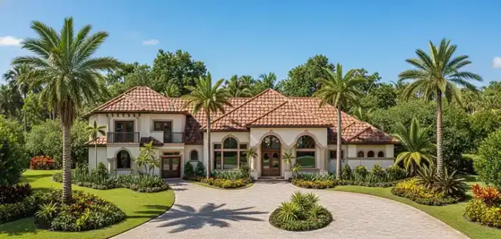 Mediterranean house plans 55-135 - front exterior, 4,302 sq ft, 5 bed, 4 bath house plans | Monster House Plans