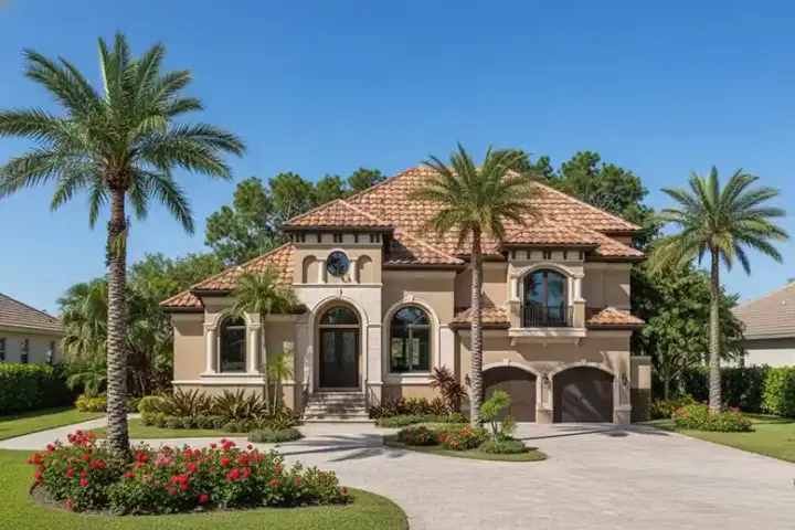 Mediterranean house plans 55-136 - front exterior, 4,302 sq ft, 5 bed, 4 bath house plans | Monster House Plans