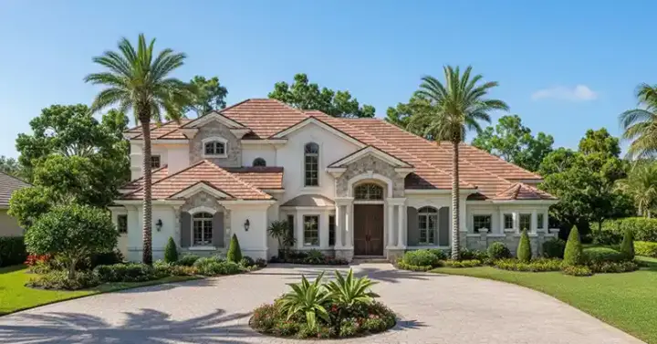 French Country house plans 55-144 - front exterior, 4,599 sq ft, 3 bed, 3 bath house plans | Monster House Plans
