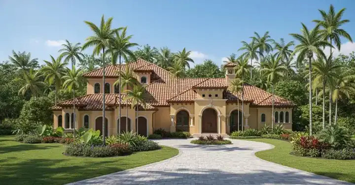 Mediterranean house plans 55-146 - front exterior, 4,682 sq ft, 4 bed, 4 bath house plans | Monster House Plans
