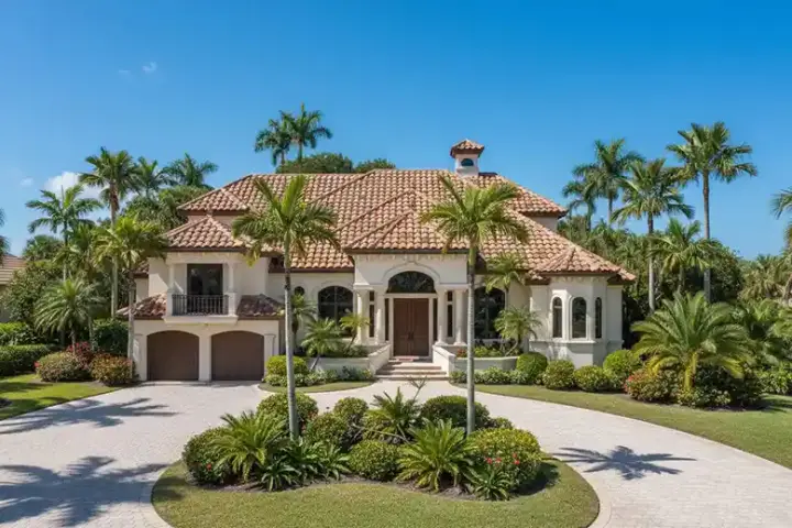 Mediterranean house plans 55-148 - front exterior, 4,778 sq ft, 4 bed, 5 bath house plans | Monster House Plans