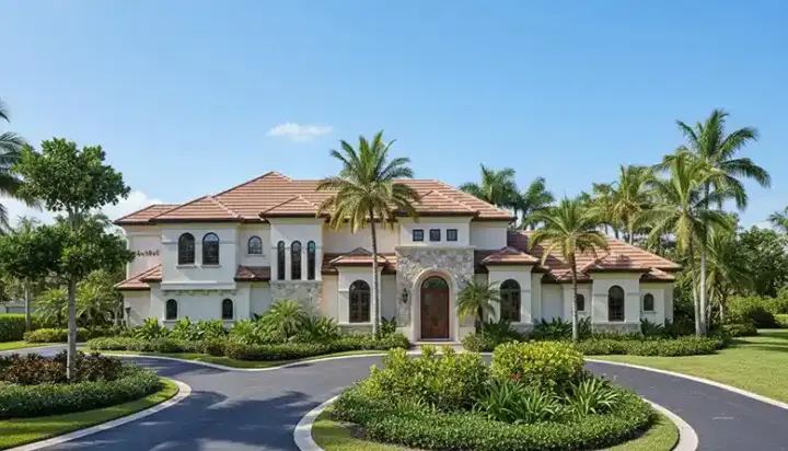Mediterranean house plans 55-149 - front exterior, 4,798 sq ft, 4 bed, 5 bath house plans | Monster House Plans