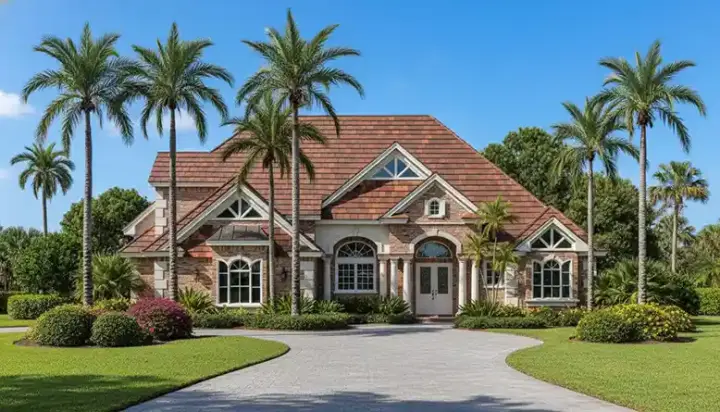 French Country house plans 55-153 - front exterior, 5,025 sq ft, 4 bed, 4 bath house plans | Monster House Plans