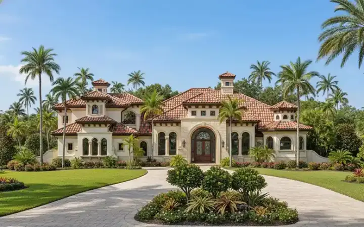 Mediterranean house plans 55-162 - front exterior, 5,841 sq ft, 4 bed, 4 bath house plans | Monster House Plans