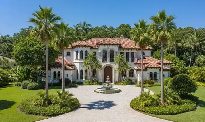 Tuscan house plans 55-170 - front exterior, 7,123 sq ft, 5 bed, 6 bath house plans | Monster House Plans