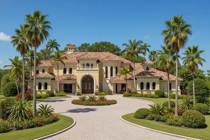 Tuscan house plans 55-174 - front exterior, 8,319 sq ft, 5 bed, 5 bath house plans | Monster House Plans