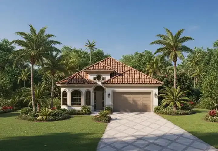 Mediterranean house plans 55-183 - front exterior, 1,992 sq ft, 3 bed, 2 bath house plans | Monster House Plans
