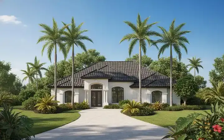 Mediterranean house plans 55-187 - front exterior, 2,369 sq ft, 3 bed, 3 bath house plans | Monster House Plans