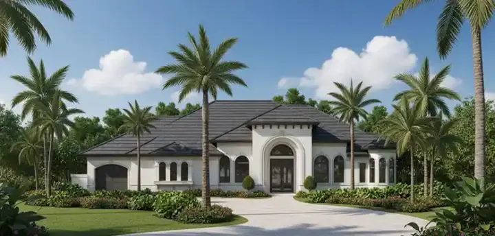 Mediterranean house plans 55-199 - front exterior, 3,517 sq ft, 3 bed, 3 bath house plans | Monster House Plans