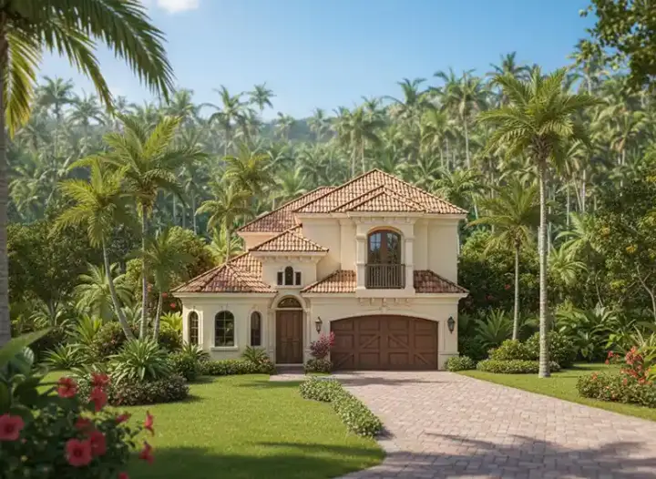 Mediterranean house plans 55-202 - front exterior, 2,565 sq ft, 4 bed, 2 bath house plans | Monster House Plans