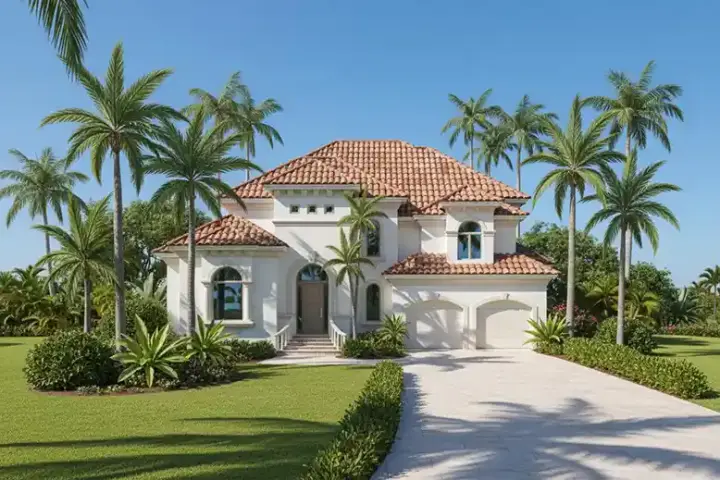 Mediterranean house plans 55-209 - front exterior, 3,051 sq ft, 4 bed, 3 bath house plans | Monster House Plans