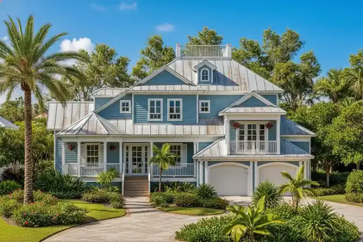 Coastal house plans 55-215 - front exterior, 3,645 sq ft, 4 bed, 3 bath house plans | Monster House Plans