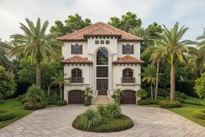 Mediterranean house plans 55-216 - front exterior, 3,736 sq ft, 4 bed, 3 bath house plans | Monster House Plans