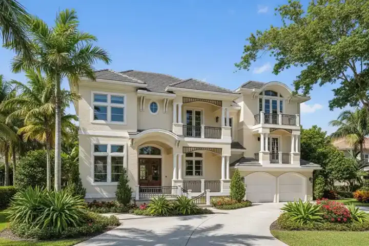 Coastal house plans 55-225 - front exterior, 4,745 sq ft, 4 bed, 5 bath house plans | Monster House Plans