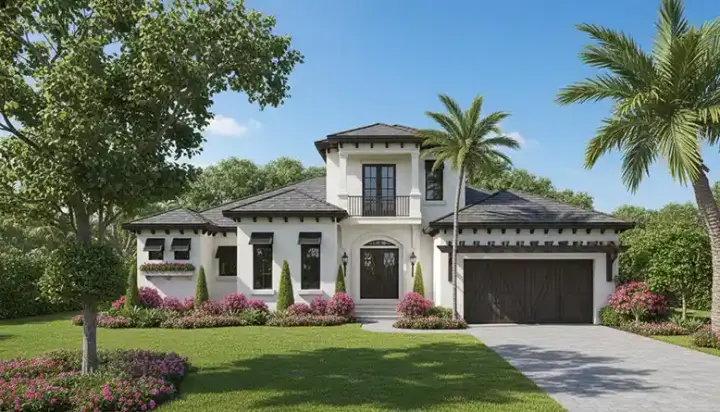 Coastal house plans 55-230 - front exterior, 2,548 sq ft, 4 bed, 3 bath house plans | Monster House Plans