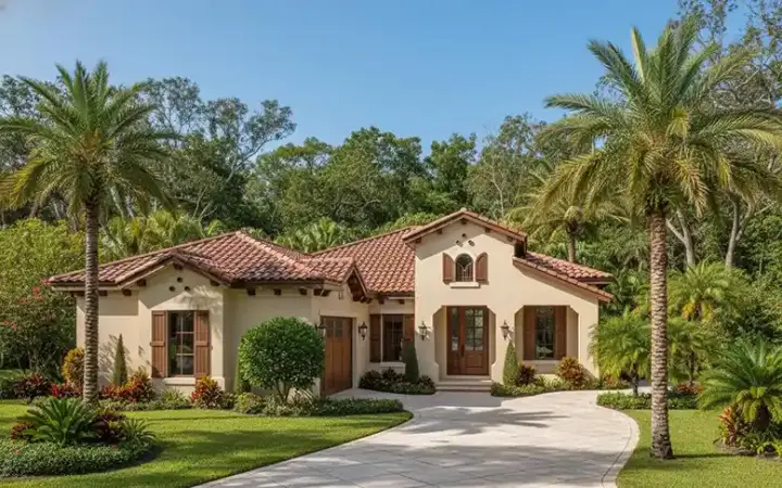 Mediterranean house plans 55-234 - front exterior, 2,583 sq ft, 3 bed, 3 bath house plans | Monster House Plans