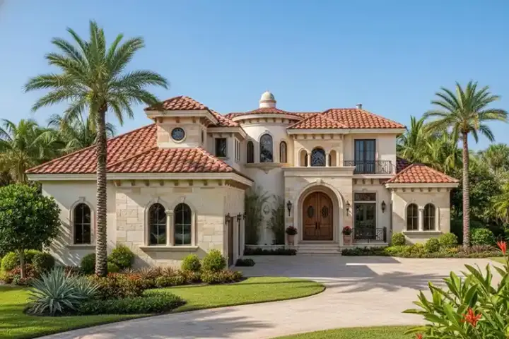 Mediterranean house plans 55-237 - front exterior, 6,193 sq ft, 5 bed, 5 bath house plans | Monster House Plans