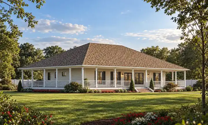 Farmhouse house plans 56-103 - front exterior, 2,560 sq ft, 3 bed, 3 bath house plans | Monster House Plans