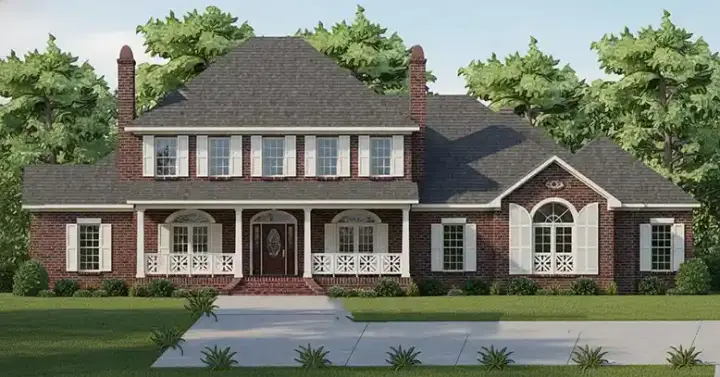 Southern Colonial house plans 56-114 - front exterior, 4,084 sq ft, 5 bed, 3 bath house plans | Monster House Plans