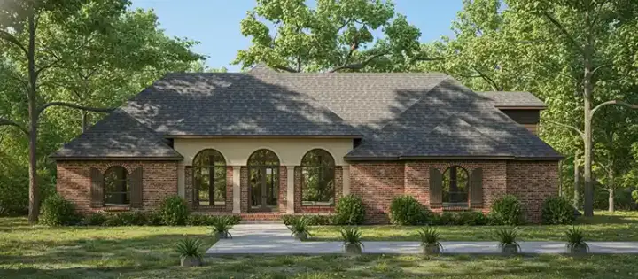 European house plans 56-116 - front exterior, 3,864 sq ft, 4 bed, 3 bath house plans | Monster House Plans