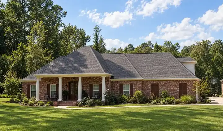 Southern house plans 56-121 - front exterior, 2,558 sq ft, 3 bed, 2 bath house plans | Monster House Plans