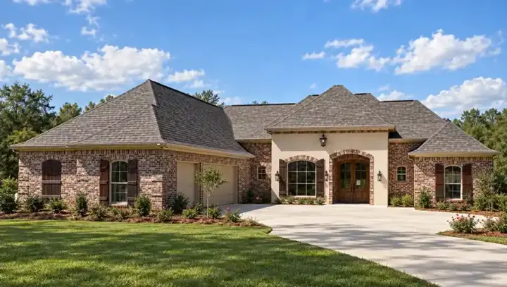 European house plans 56-142 - front exterior, 2,176 sq ft, 4 bed, 2 bath house plans | Monster House Plans