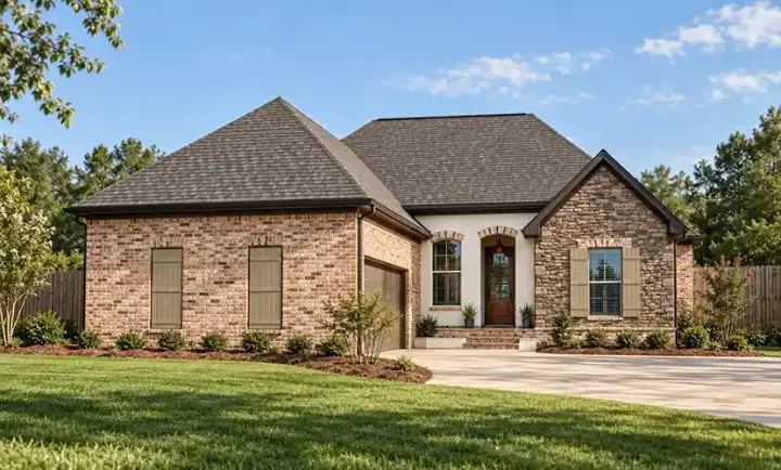 European house plans 56-158 - front exterior, 1,799 sq ft, 4 bed, 2 bath house plans | Monster House Plans