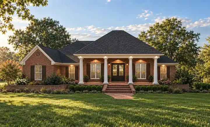 Southern house plans 56-176 - front exterior, 2,511 sq ft, 4 bed, 2 bath house plans | Monster House Plans
