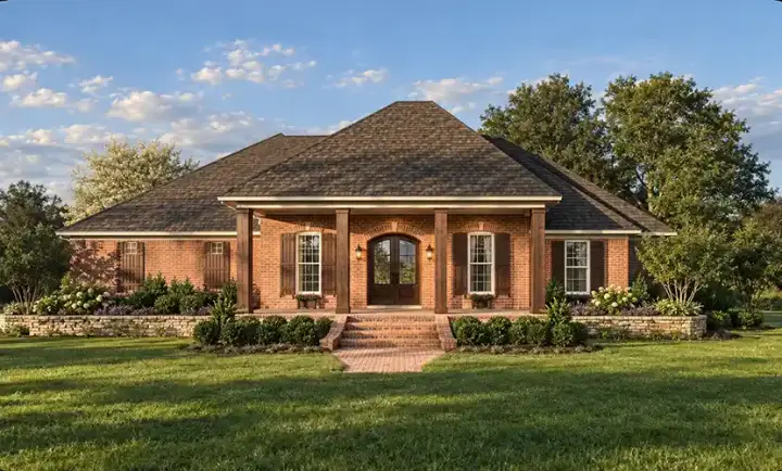 Southern house plans 56-178 - front exterior, 2,401 sq ft, 3 bed, 2 bath house plans | Monster House Plans