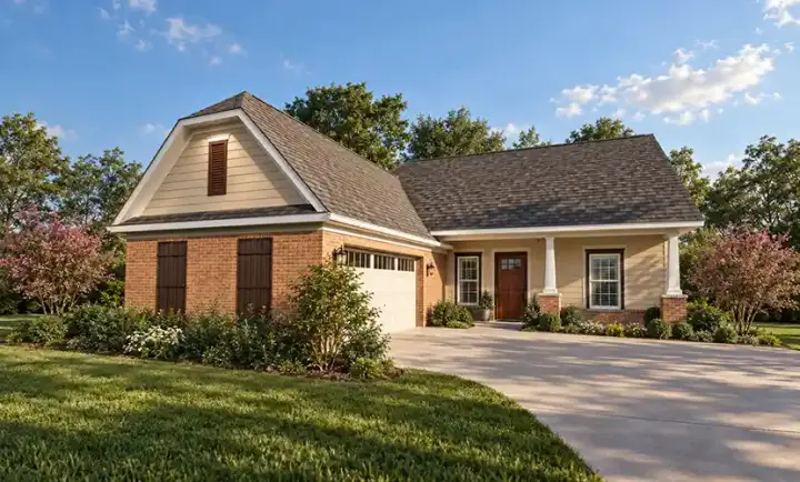Bungalow house plans 56-196 - front exterior, 1,776 sq ft, 4 bed, 2 bath house plans | Monster House Plans