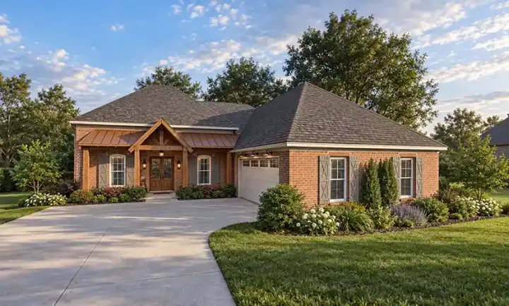 Traditional house plans 56-198 - front exterior, 2,191 sq ft, 4 bed, 2 bath house plans | Monster House Plans