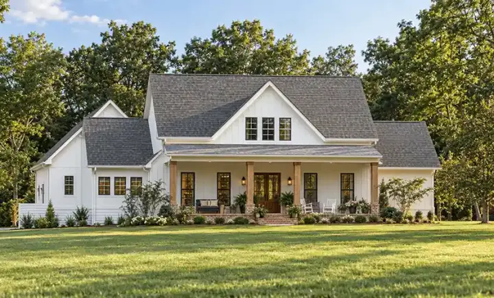 Modern Farmhouse house plans 56-207 - front exterior, 3,245 sq ft, 5 bed, 3 bath house plans | Monster House Plans