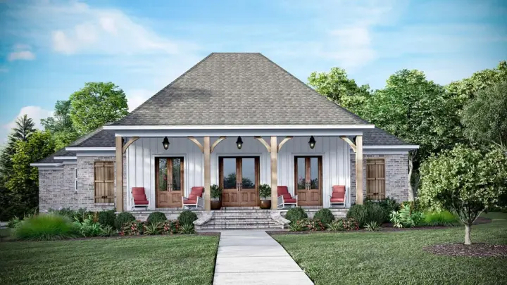 Southern house plans 56-265 - front exterior, 2,526 sq ft, 4 bed, 2 bath house plans | Monster House Plans