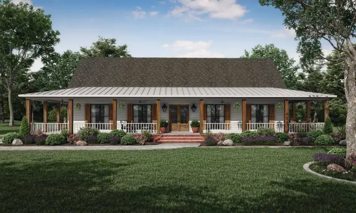 Country house plans 56-268 - front exterior, 2,621 sq ft, 3 bed, 2 bath house plans | Monster House Plans