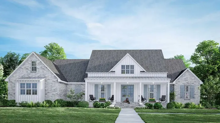 Modern Farmhouse house plans 56-269 - front exterior, 2,841 sq ft, 3 bed, 3 bath house plans | Monster House Plans