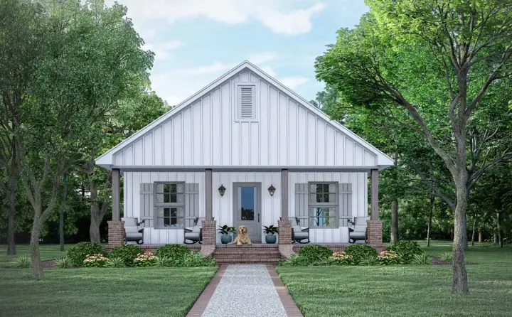 Country house plans 56-270 - front exterior, 1,176 sq ft, 3 bed, 2 bath house plans | Monster House Plans