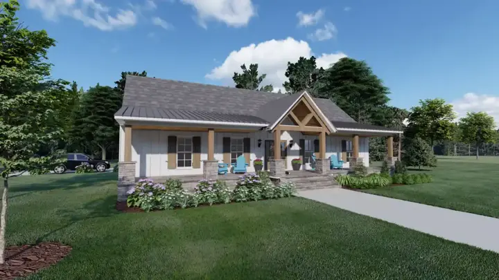 Country house plans 56-273 - front exterior, 1,828 sq ft, 3 bed, 2 bath house plans | Monster House Plans