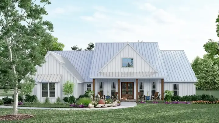 Modern house plans 56-279 - front exterior, 2,845 sq ft, 4 bed, 3 bath house plans | Monster House Plans