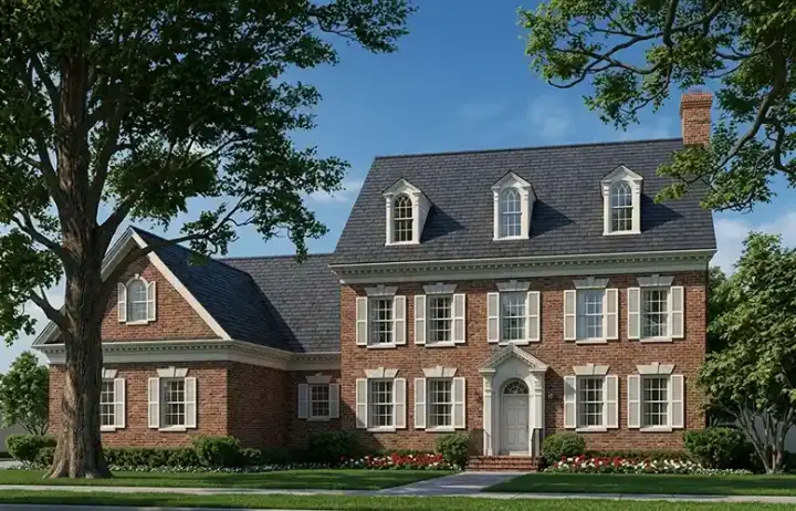 Colonial house plans 57-141 - front exterior, 3,664 sq ft, 4 bed, 4 bath house plans | Monster House Plans