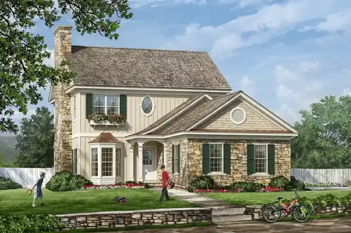 Cape Cod house plans 57-143 - front exterior, 2,265 sq ft, 4 bed, 3 bath house plans | Monster House Plans