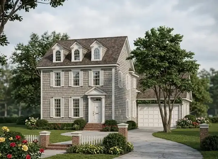 Colonial house plans 57-172 - front exterior, 2,297 sq ft, 3 bed, 2 bath house plans | Monster House Plans