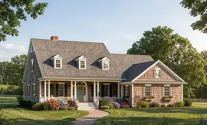 Cape Cod house plans 57-190 - front exterior, 1,981 sq ft, 4 bed, 3 bath house plans | Monster House Plans