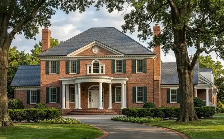 Southern Colonial house plans 57-210 - front exterior, 4,685 sq ft, 5 bed, 5 bath house plans | Monster House Plans