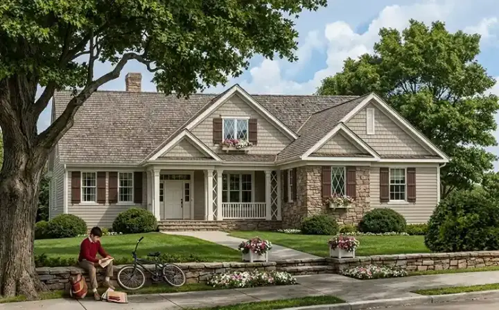 Cottage house plans 57-225 - front exterior, 1,990 sq ft, 3 bed, 2 bath house plans | Monster House Plans