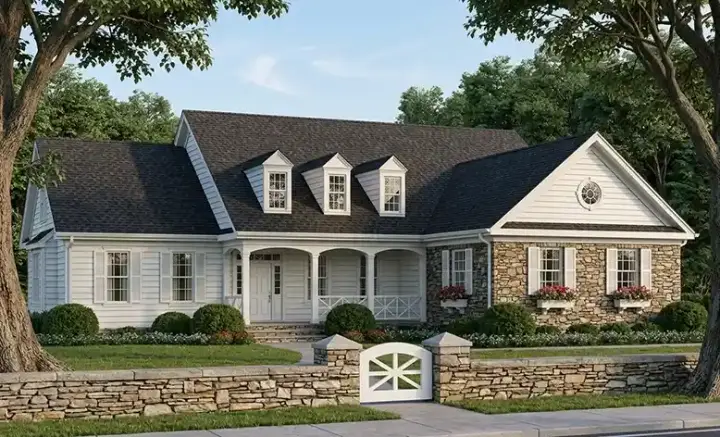 Country house plans 57-244 - front exterior, 3,128 sq ft, 4 bed, 3 bath house plans | Monster House Plans