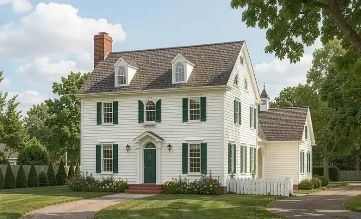 Early American house plans 57-260 - front exterior, 1,871 sq ft, 3 bed, 2 bath house plans | Monster House Plans