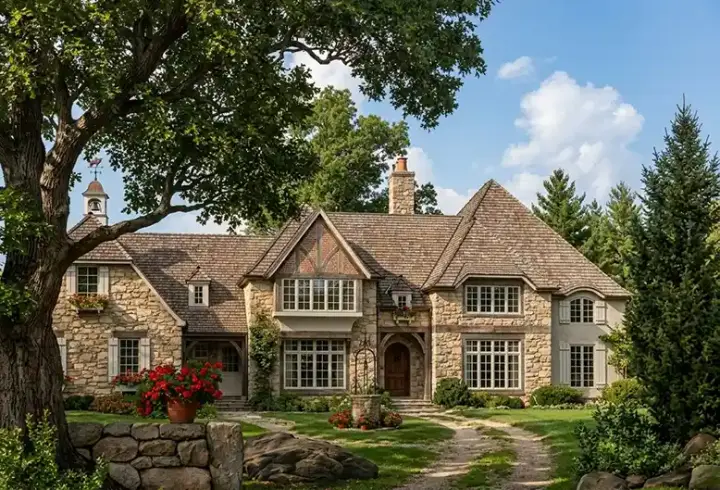 French Country house plans 57-277 - front exterior, 4,258 sq ft, 5 bed, 4 bath house plans | Monster House Plans