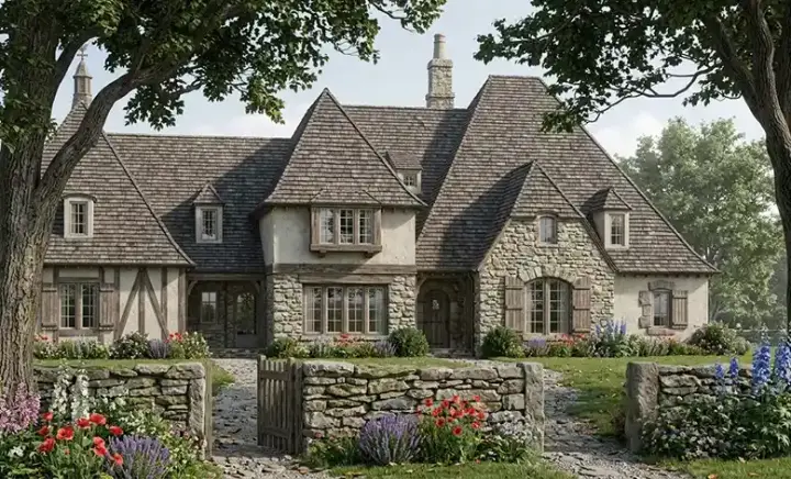 English Country house plans 57-320 - front exterior, 3,741 sq ft, 4 bed, 3 bath house plans | Monster House Plans